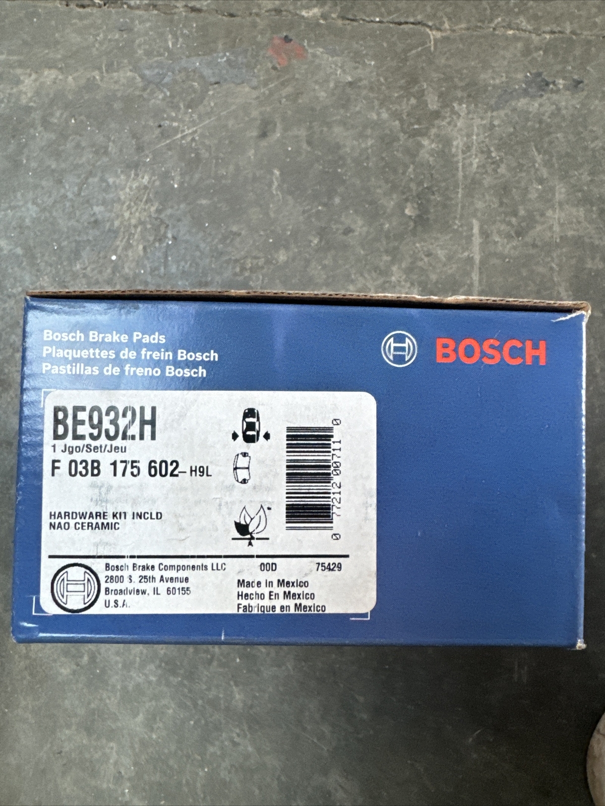 Disc Brake Pad Set-Blue Brake Pads with Hardware Bosch BE932H