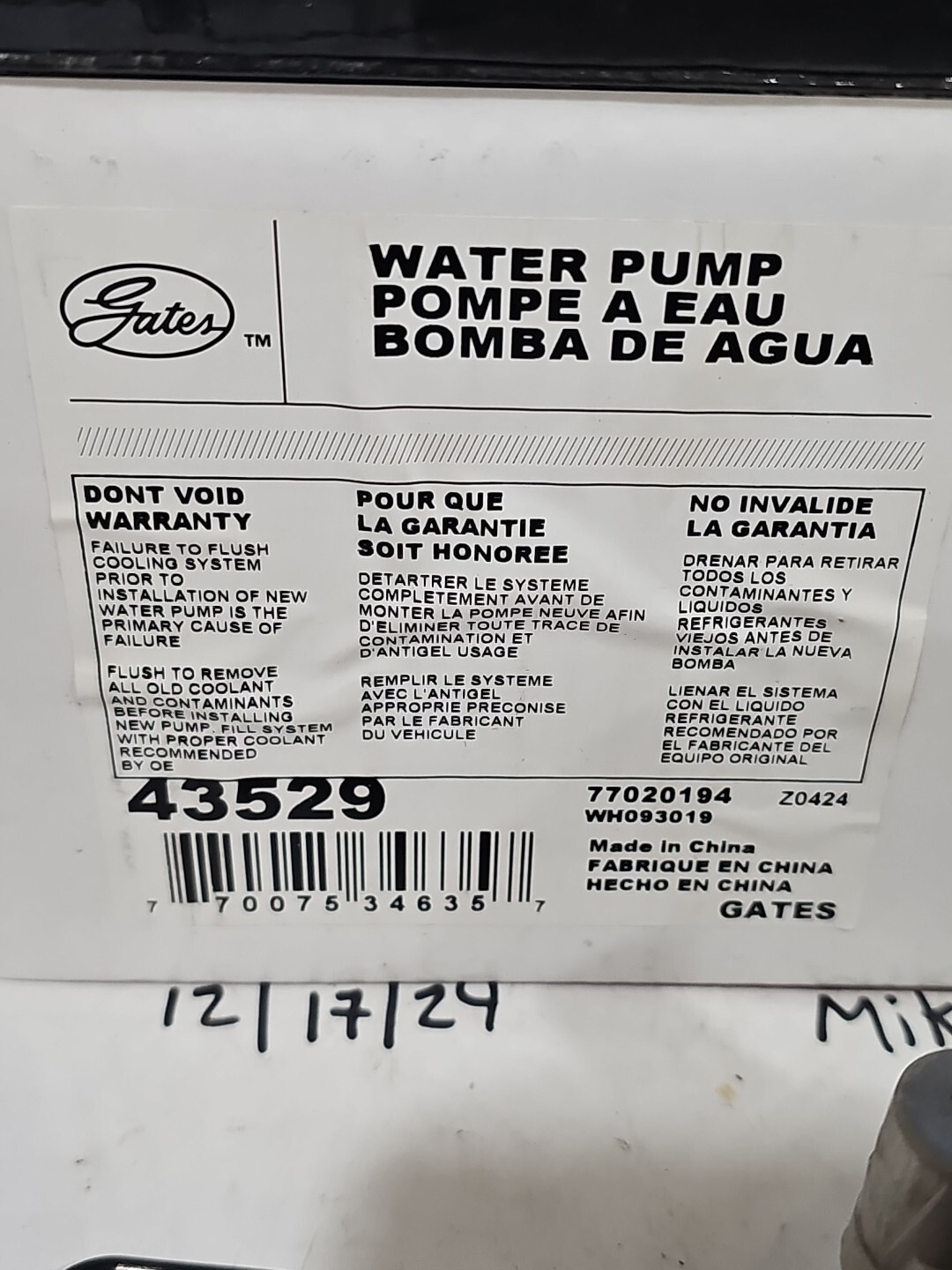 Engine Water Pump-Water Pump(Standard) Gates 43529 - Image 3