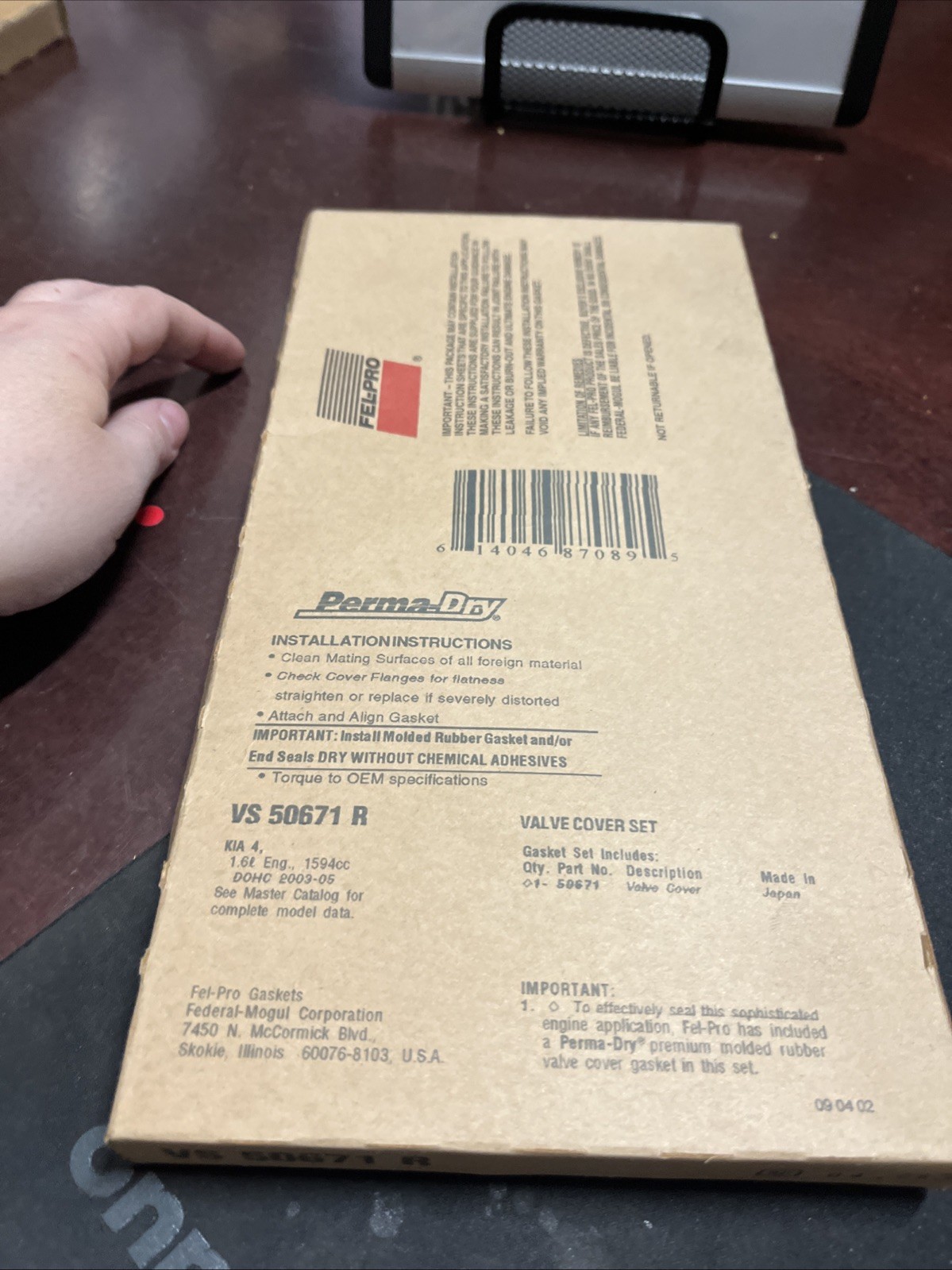 Fel-Pro Engine Valve Cover Gasket Set Fits 2003-05 Kia Rio Model Number VS50671R - Image 4