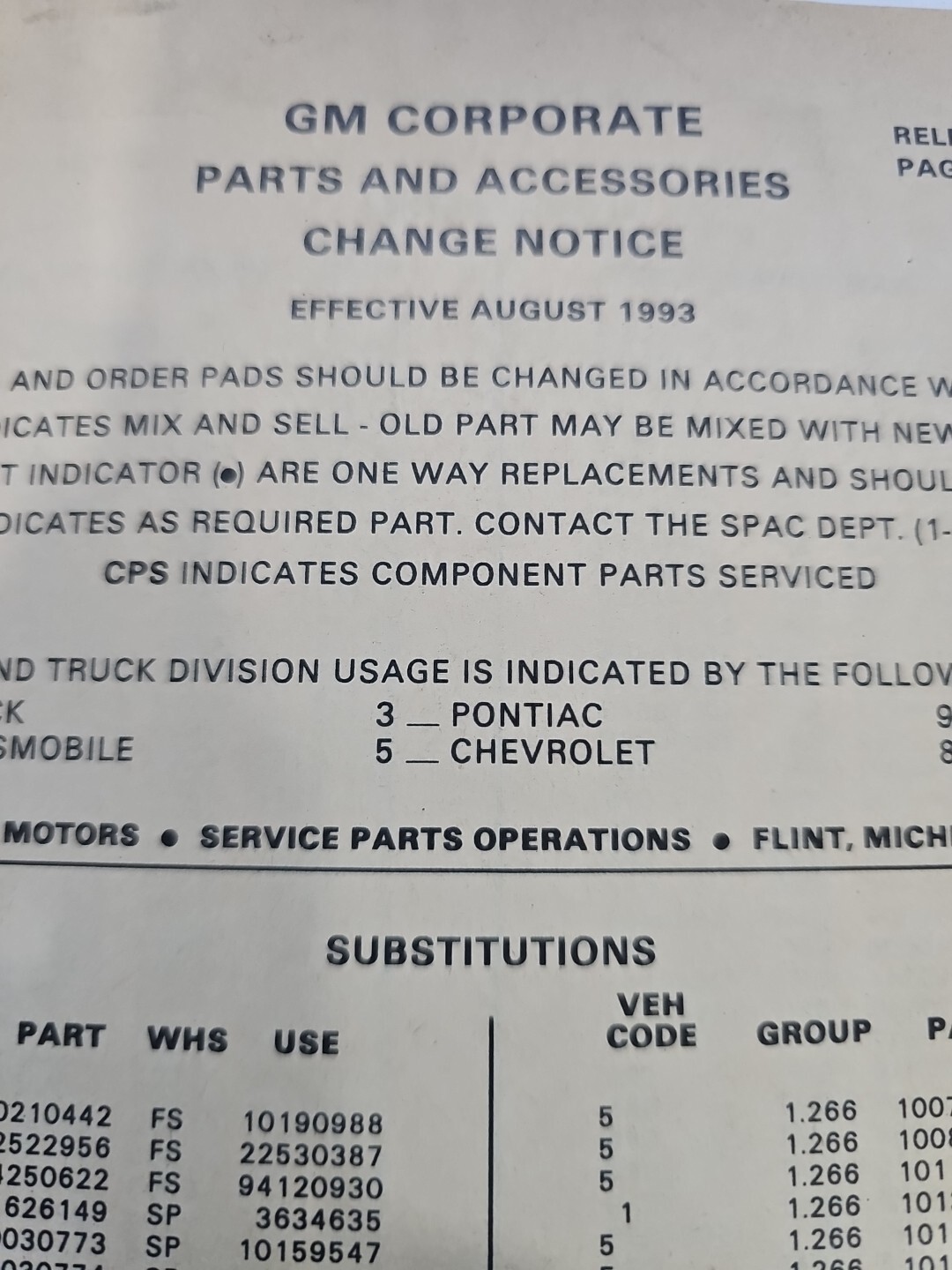GM Corporation Parts And Accessories Change Notice August 1993 - Image 3