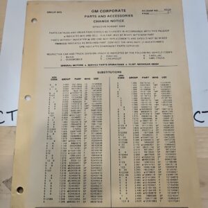 GM Corporation Parts And Accessories Change Notice August 1993