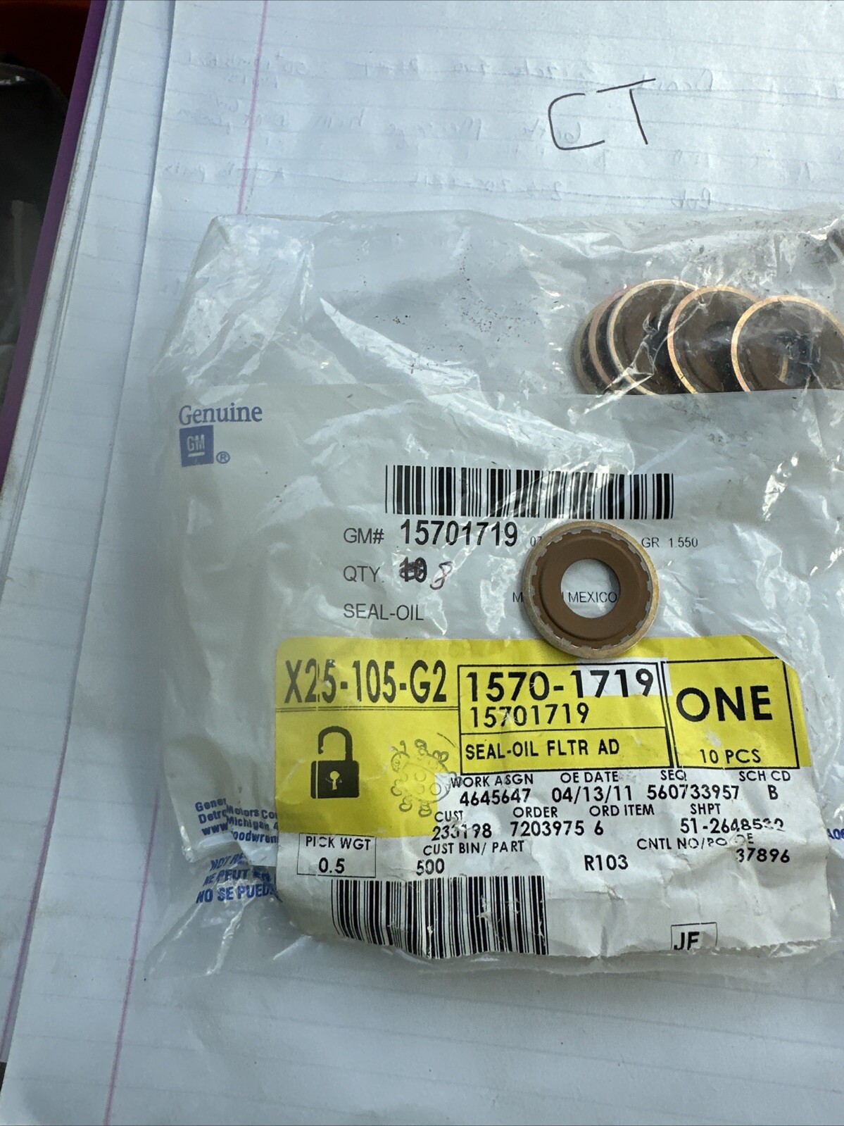 GM OEM Oil Cooler-Hose Seal 15701719 (1) Seal Only