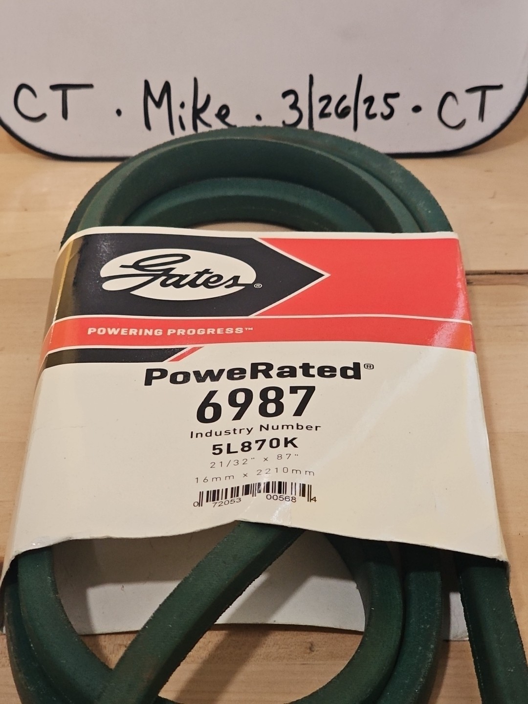 Gates PoweRated V-Belt, 5L Section, 21/32" x 87" Green 6987 5L870K - Image 3