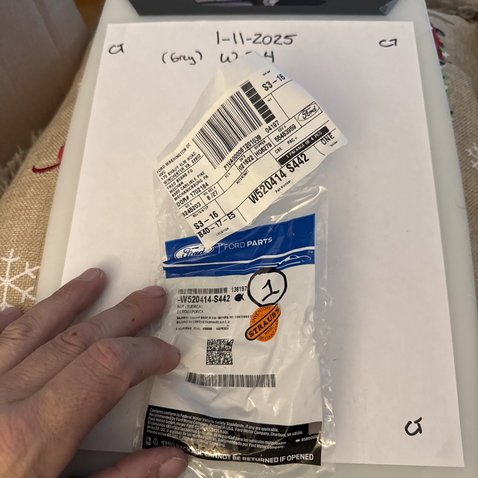 Genuine Ford Alternator Lock Nut -W520414-S442