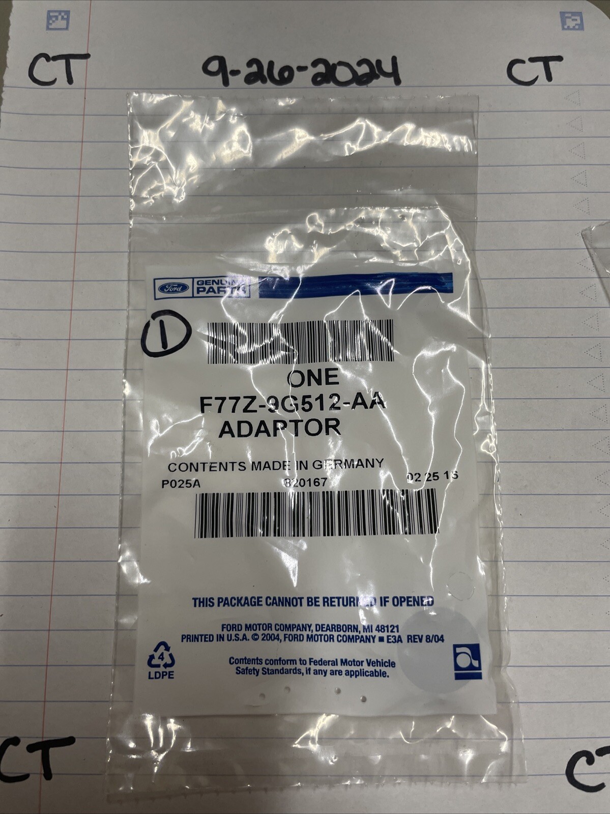 Genuine Ford F77Z-9G512-AA Fuel Injector Seal (1)