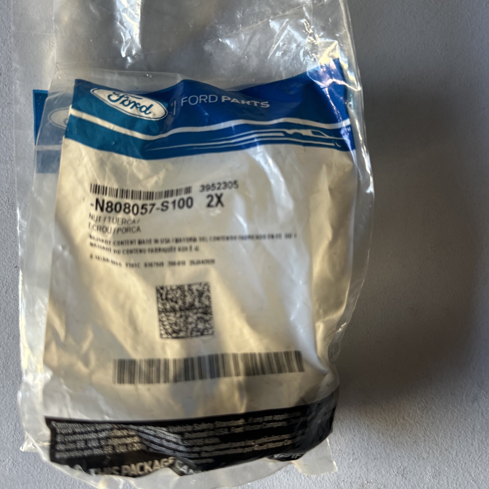 Genuine Ford Inner Tie Rod Nut N808057-S100 Pack Of (2)