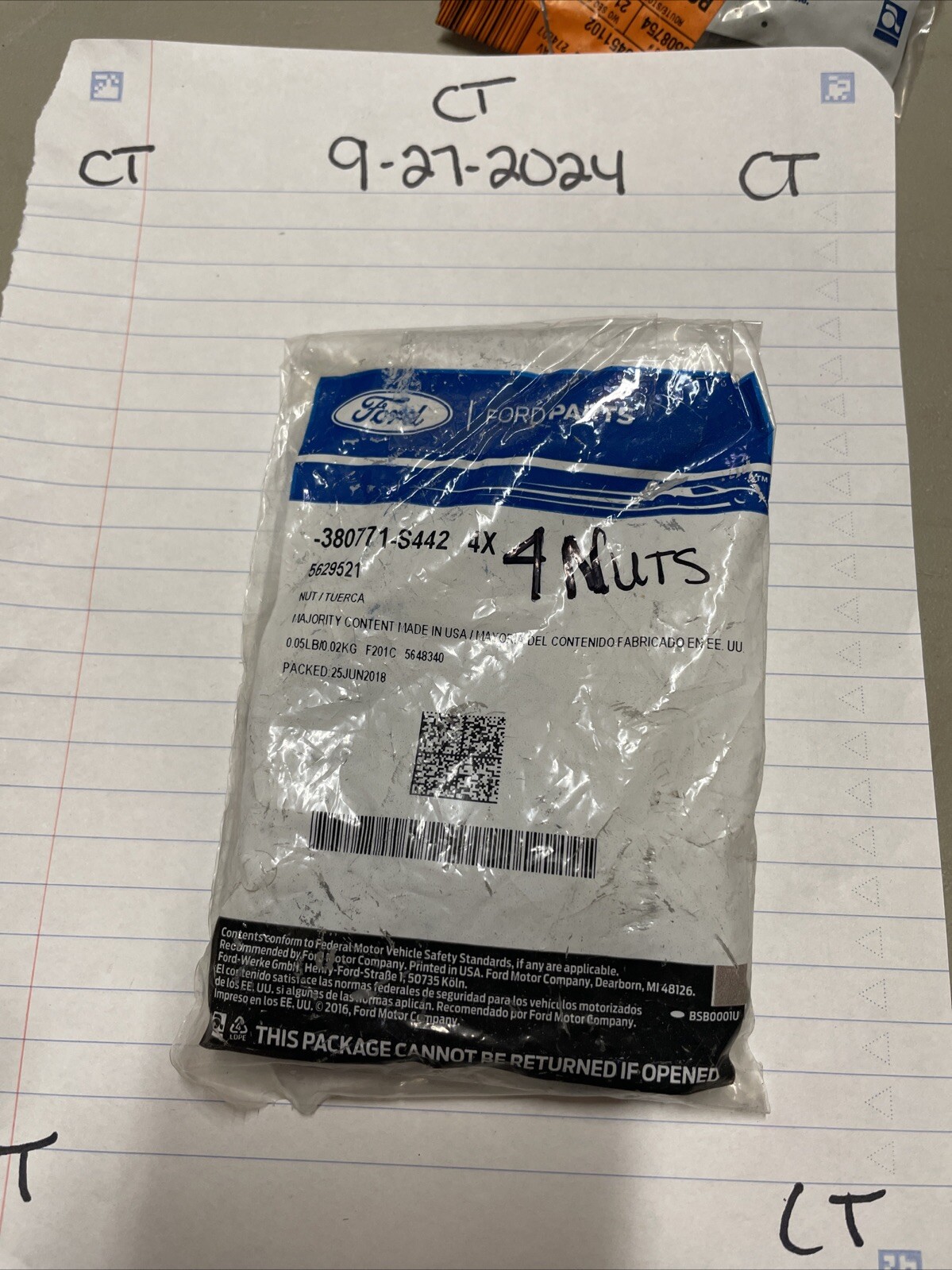 Genuine Ford Pitman Arm Nut -380771-S442 (4)