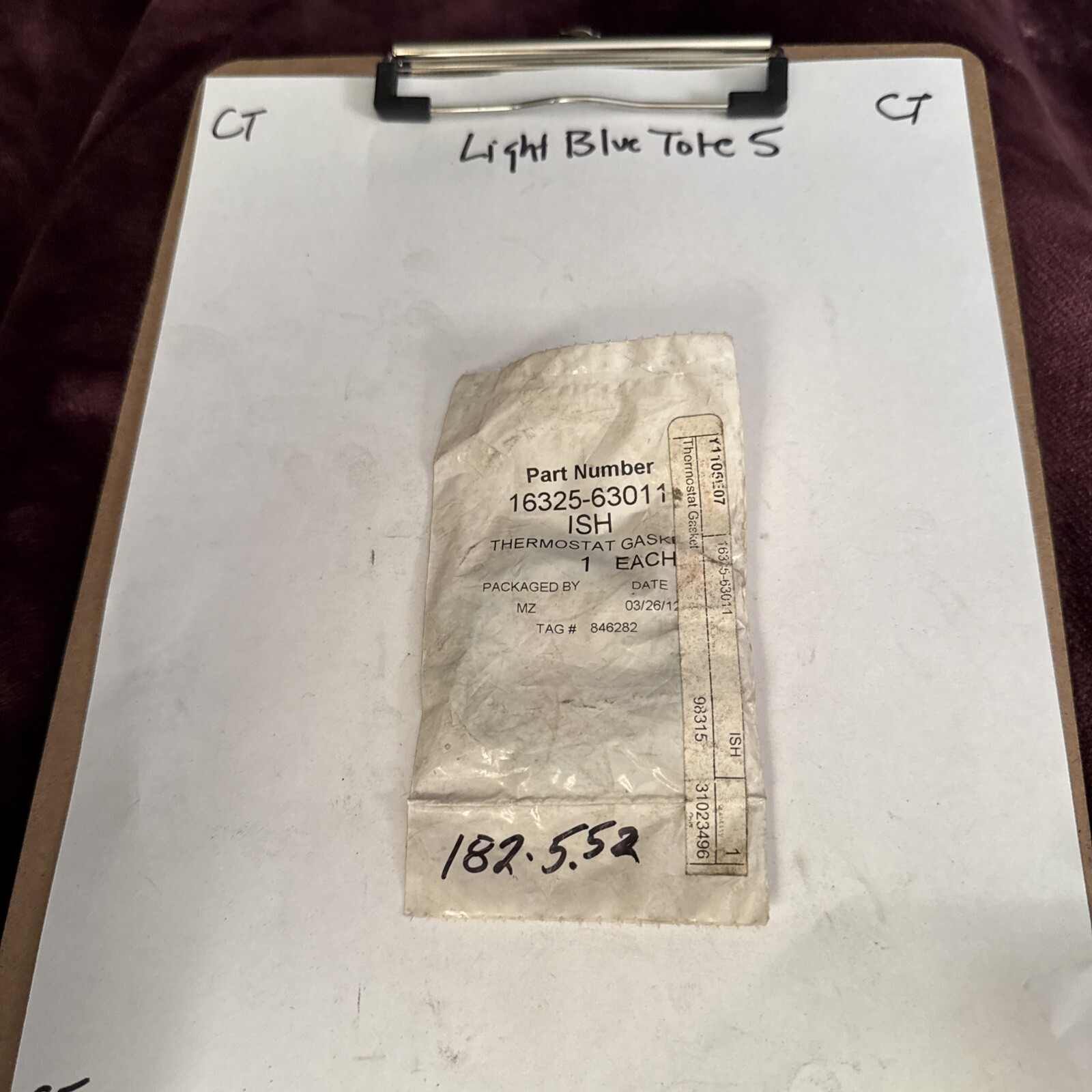 Genuine Toyota Gasket Water Inlet Housing No. 1 16325-63011