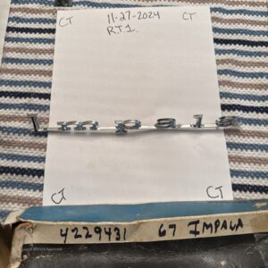 Gm OEM (1) NOS Rear Quarter Emblem 1967 CHEVY IMPALA  4229431