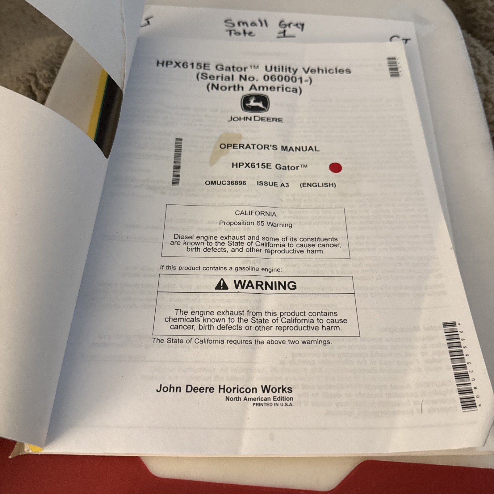 John Deere HPX 615E Gator Operators Manual Omuc36896 - Image 4