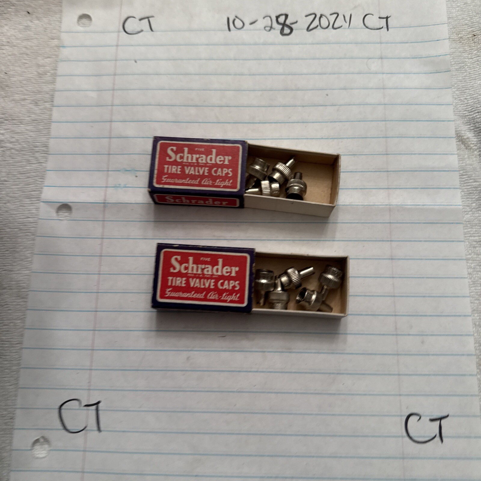 Lot of 2 Vintage Schrader Tire Valve Caps (9) Valves And Boxes C-553F - Image 3