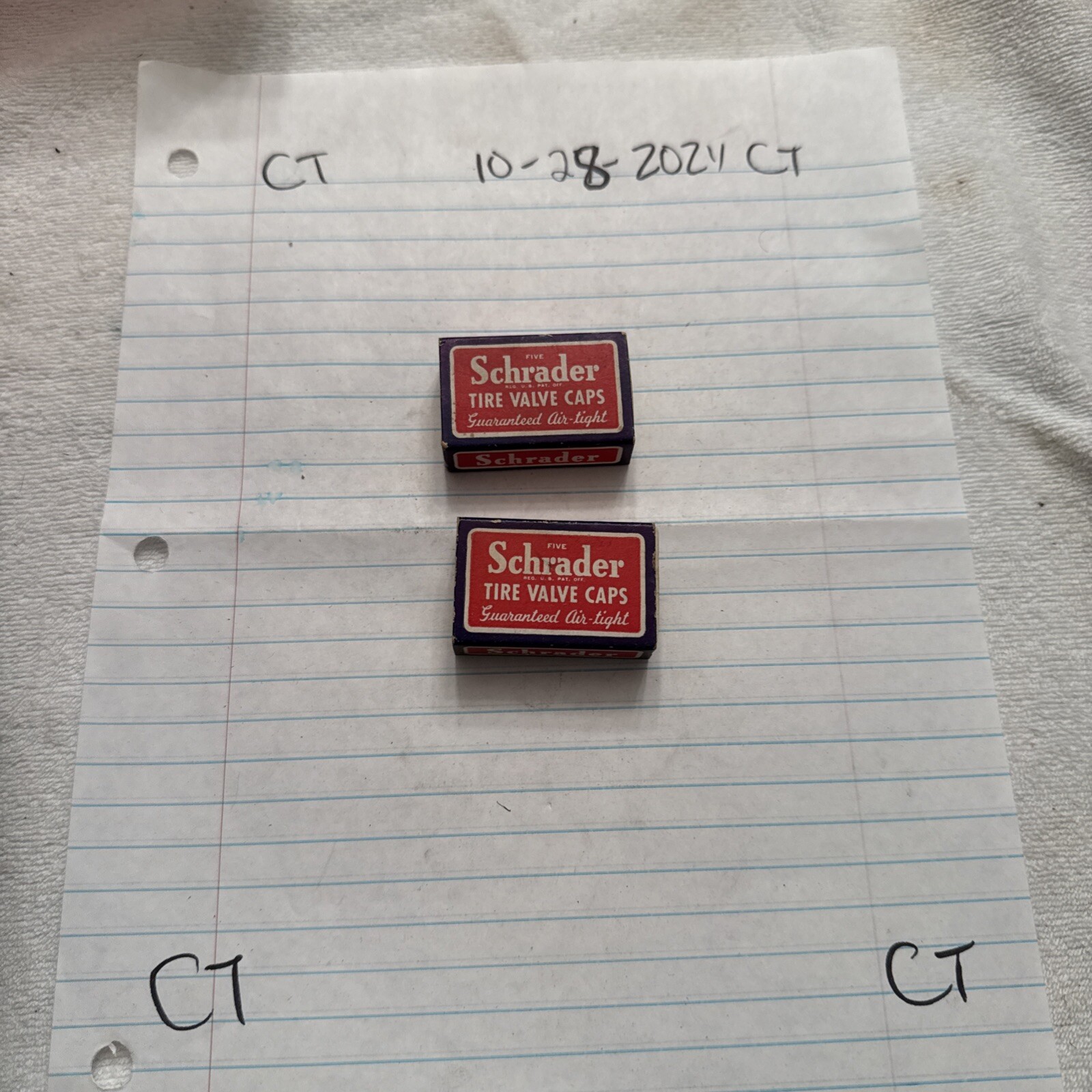 Lot of 2 Vintage Schrader Tire Valve Caps (9) Valves And Boxes C-553F