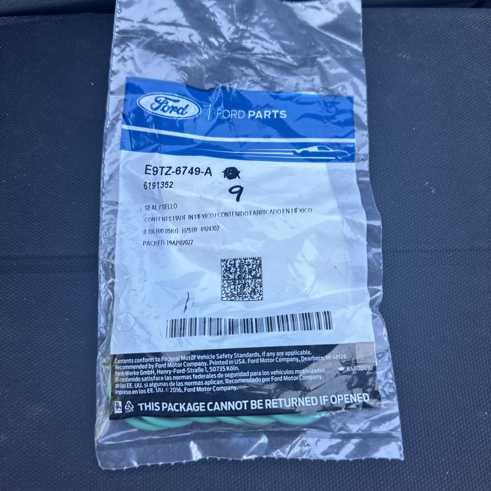 Lot of 9 Ford E9TZ-6749-A Engine Oil Filter Adapter Seals