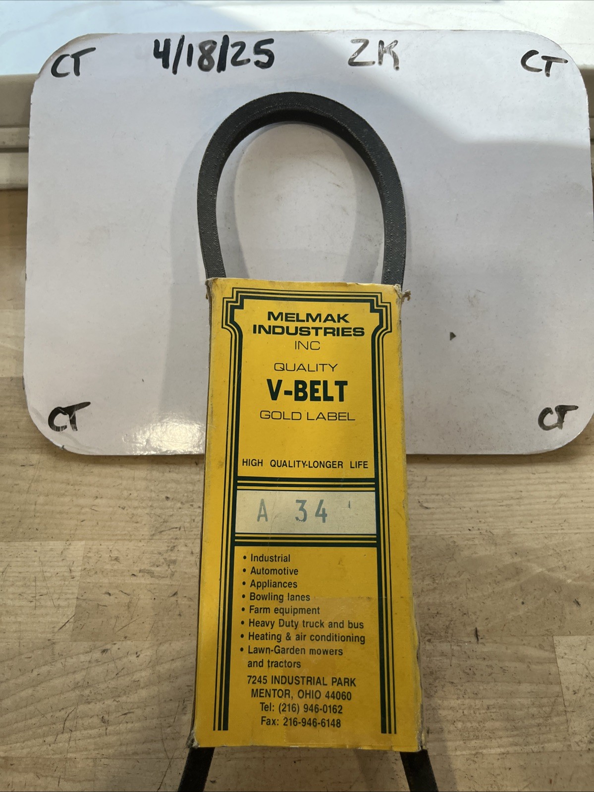 Melmak Gold Label V-Belt A34