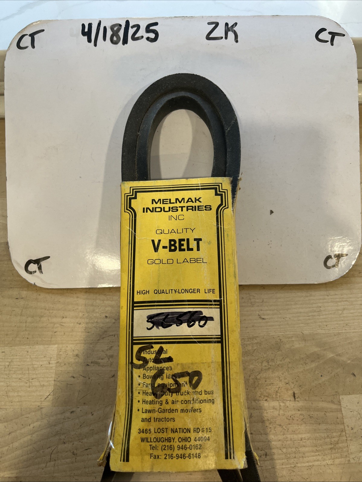 Melmak Industries Gold Label V-Belt 5L-650