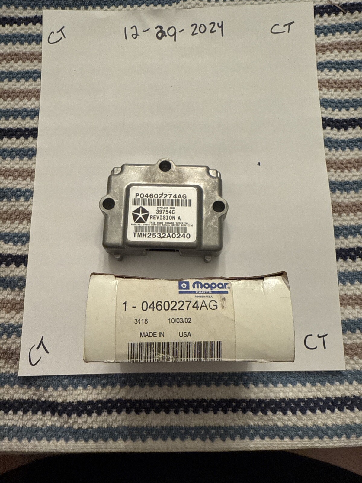 NEW Mopar Auto Bag Control Module- 04602274AG Nos OEM - Image 3