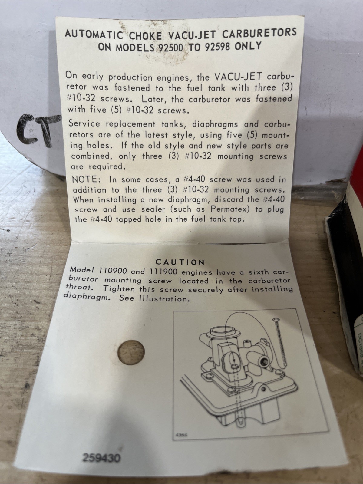 NOS Briggs & Stratton OEM 391681 Diaphragm Assembly (John Deere M47944) - Image 6