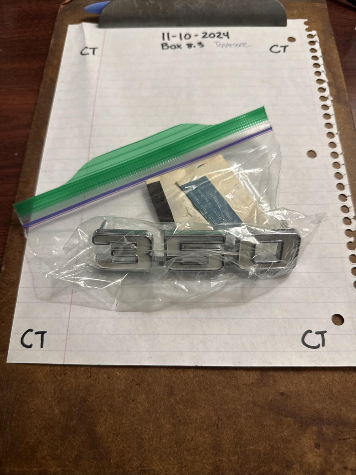 NOS OEM GM Camaro 3953627 Chrome "350" Fender Emblem 1969