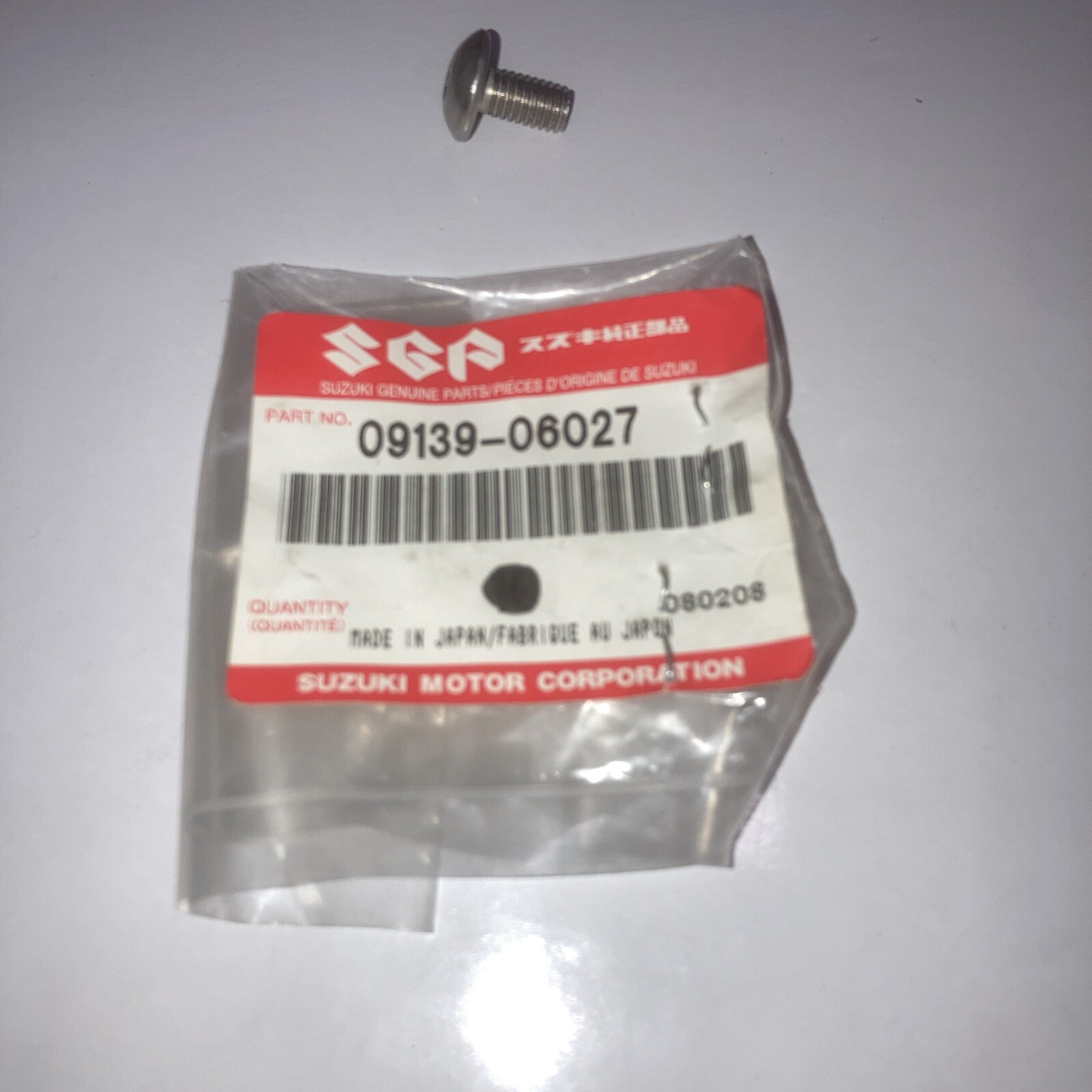 NOS OEM Genuine Original Suzuki Motorcycle P/N 09139-06027 Screw New - Image 3