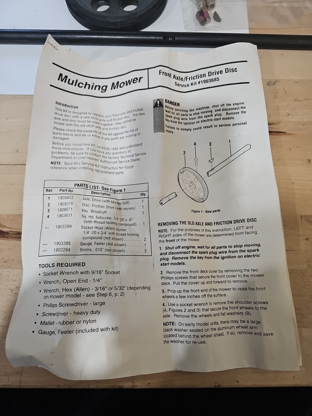 New Genuine MTD /Troy-Bilt Front Axle Friction Drive Kit 1903685 - Image 3