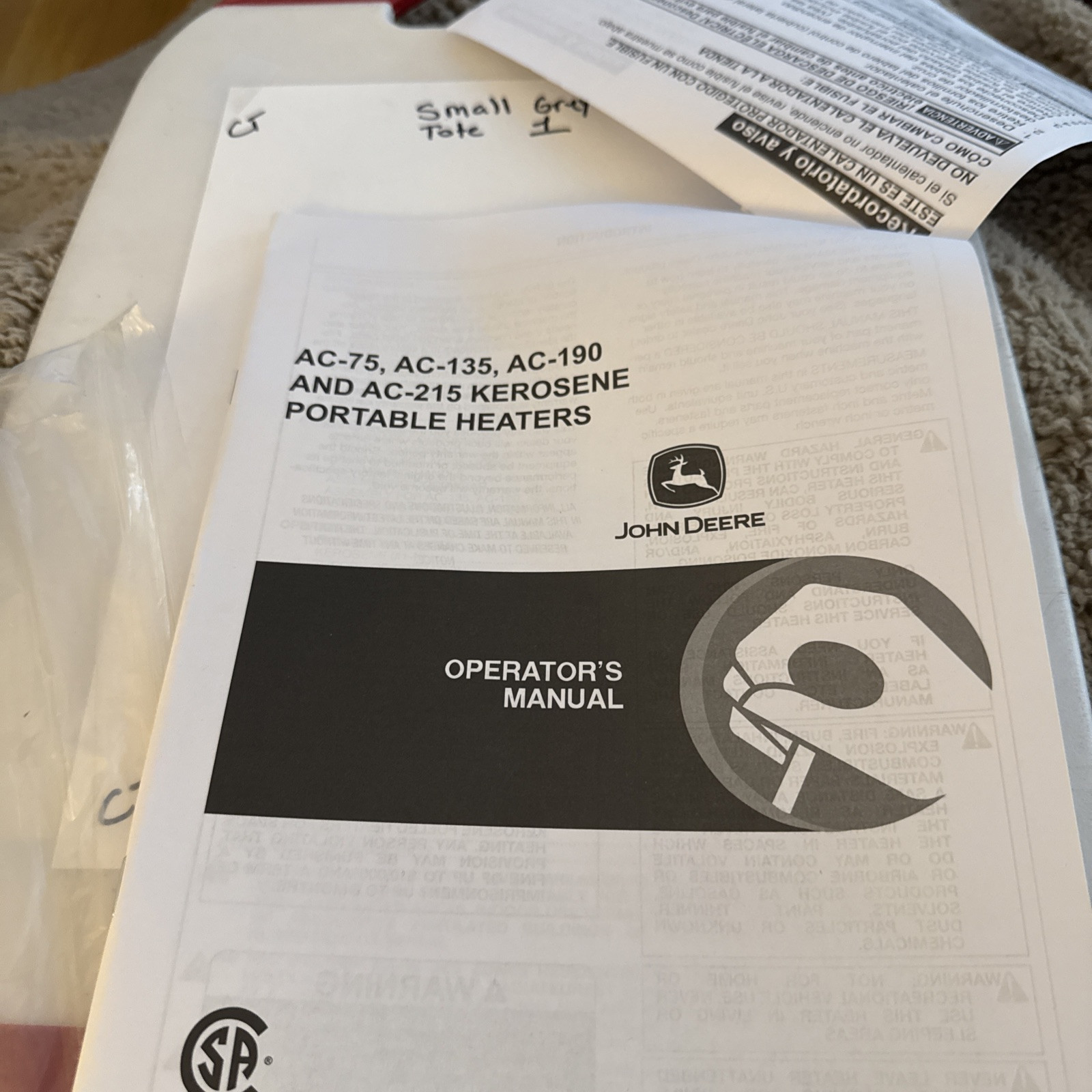 New John Deere Kerosene Portable Heaters Manual AC-75,AC-135, AC-190 With Fuse - Image 4