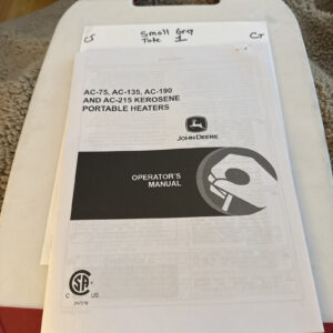 New John Deere Kerosene Portable Heaters Manual AC-75,AC-135, AC-190 With Fuse