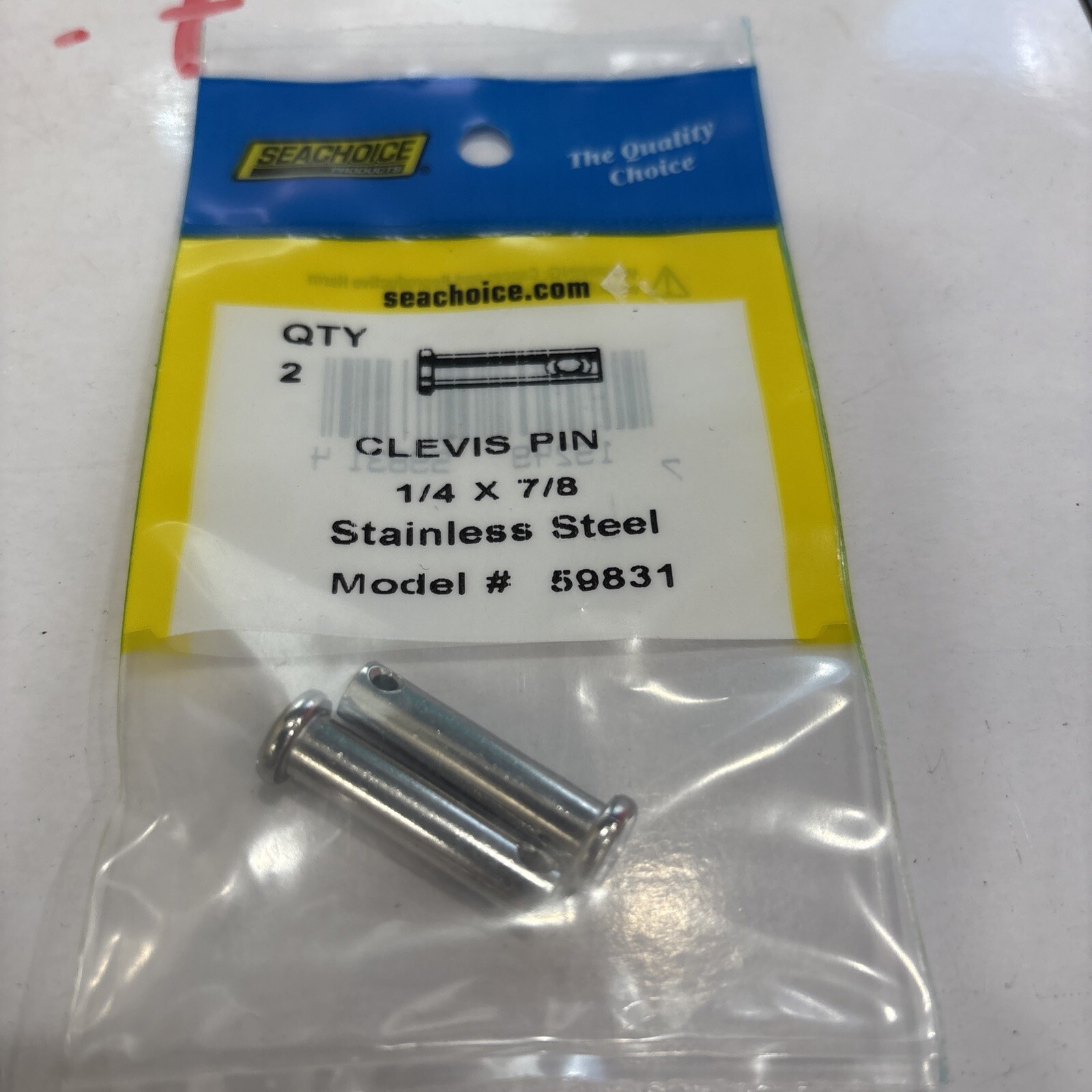 Seachoice pack of 2 #59831 Stainless Steel Clevis Pin 1/4" X 7/8". - Image 3