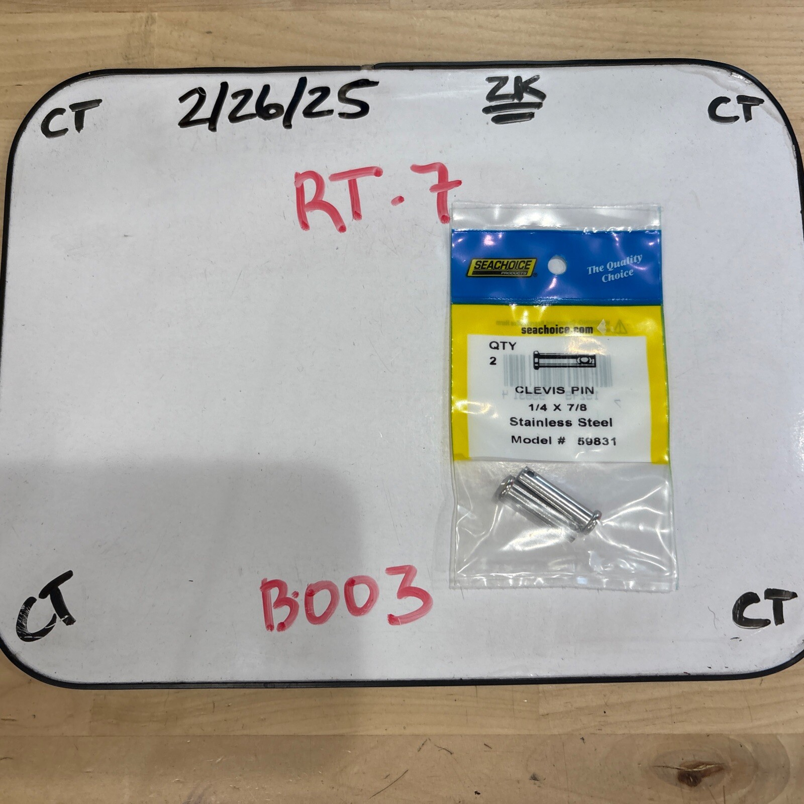 Seachoice pack of 2 #59831 Stainless Steel Clevis Pin 1/4" X 7/8".