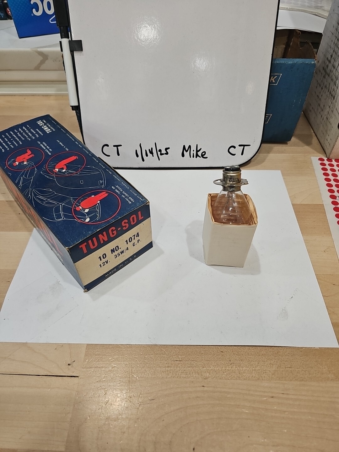 Tung-Sol No. 1074 12V 35W/4 C.P. Auto Lamp Bulbs One Box Of 10