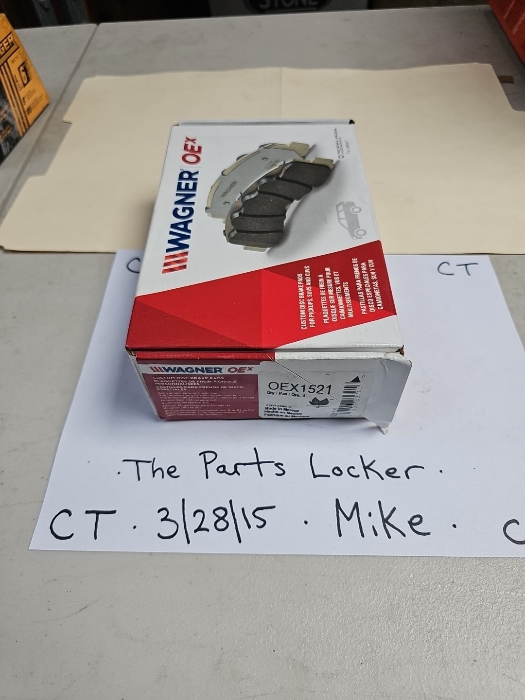 WAGNER OEx Premium Ceramic Disc Brake Pad Set 6" x 2" Grey OEX1521