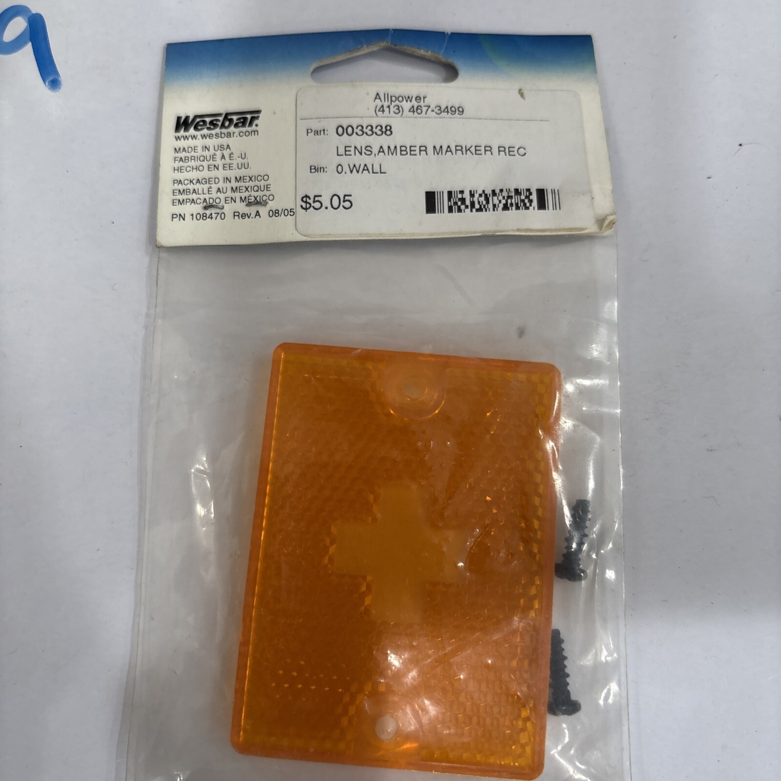 Wesbar 003338 Clearance/Side Marker Light w/ Reflex Lens Replacement Lens Amber - Image 4