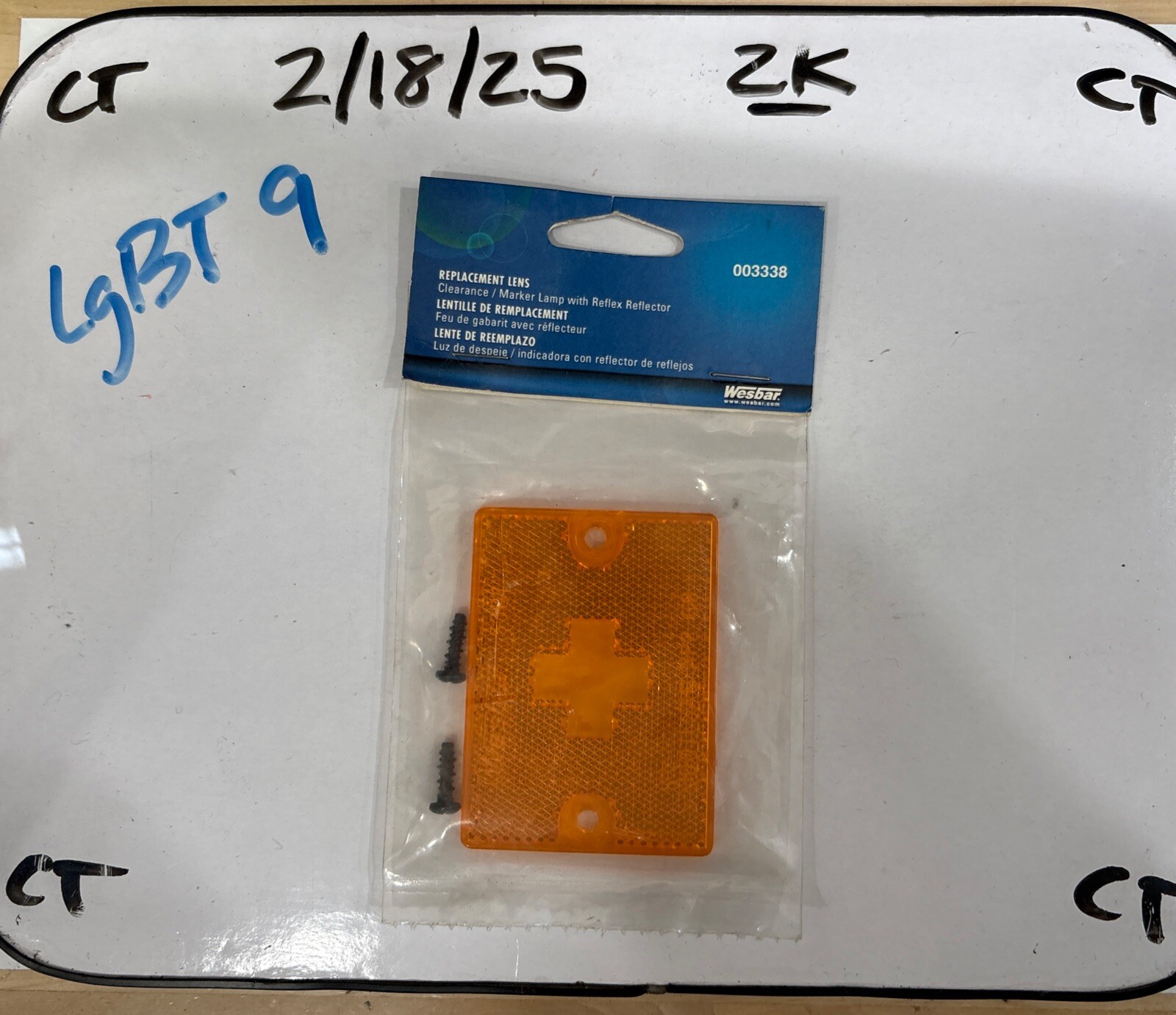 Wesbar 003338 Clearance/Side Marker Light w/ Reflex Lens Replacement Lens Amber