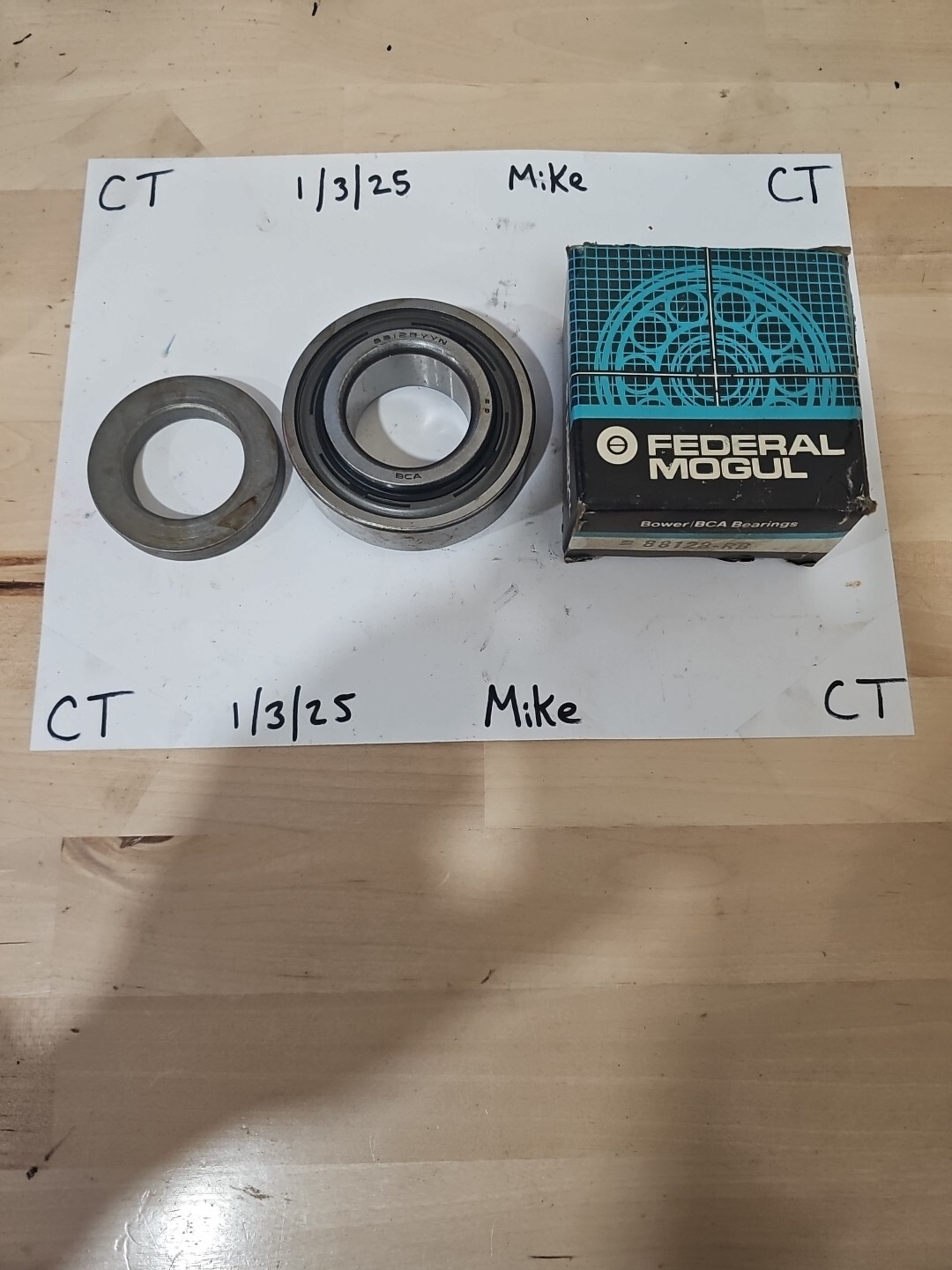 Wheel Bearing FEDERAL MOGUL BCA 88128-RB, For Ford 1957-1967 P10 (MADE IN USA) .