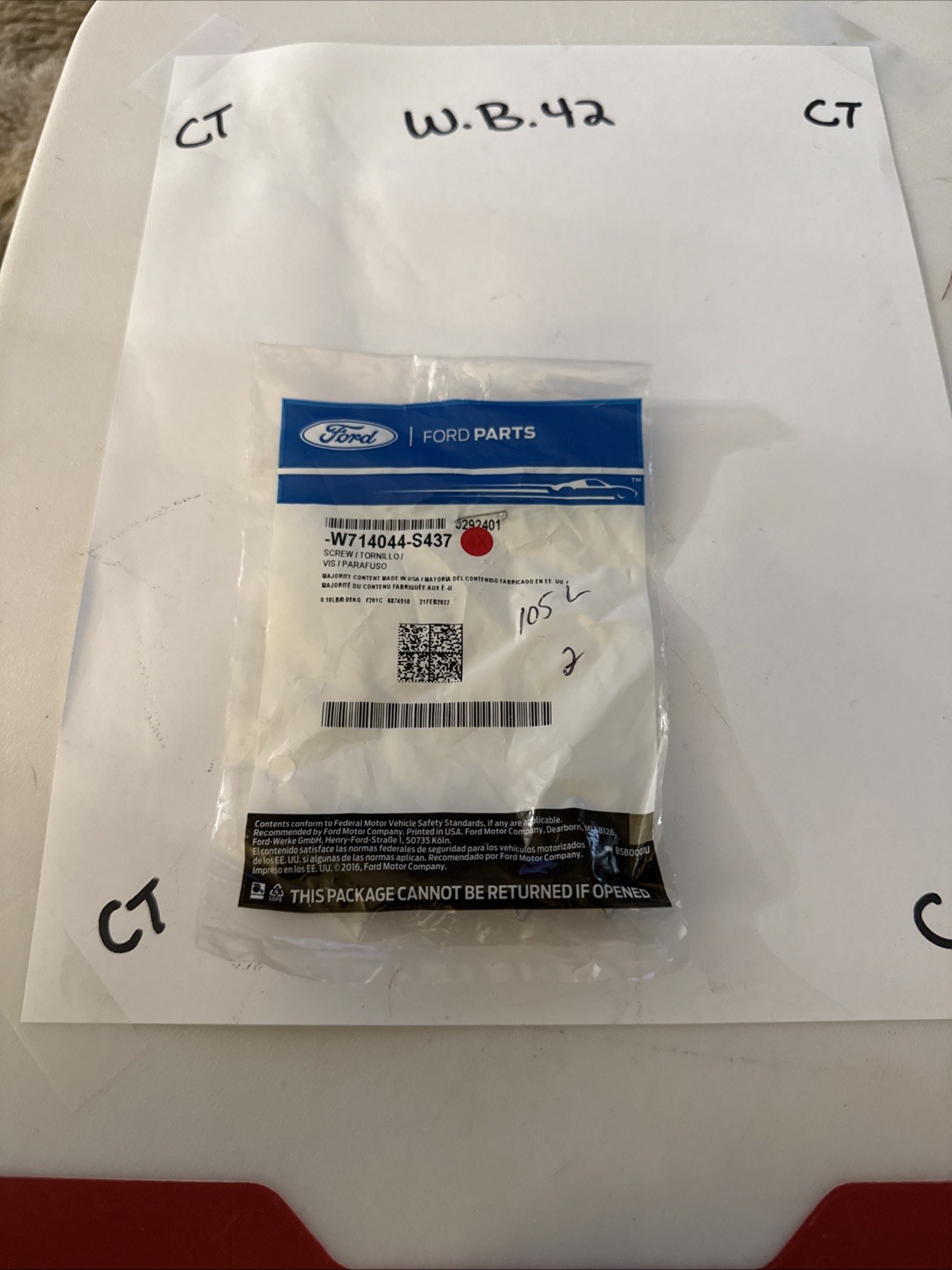 (1) Genuine Ford OE Screw W714044-S437 Sold Individually