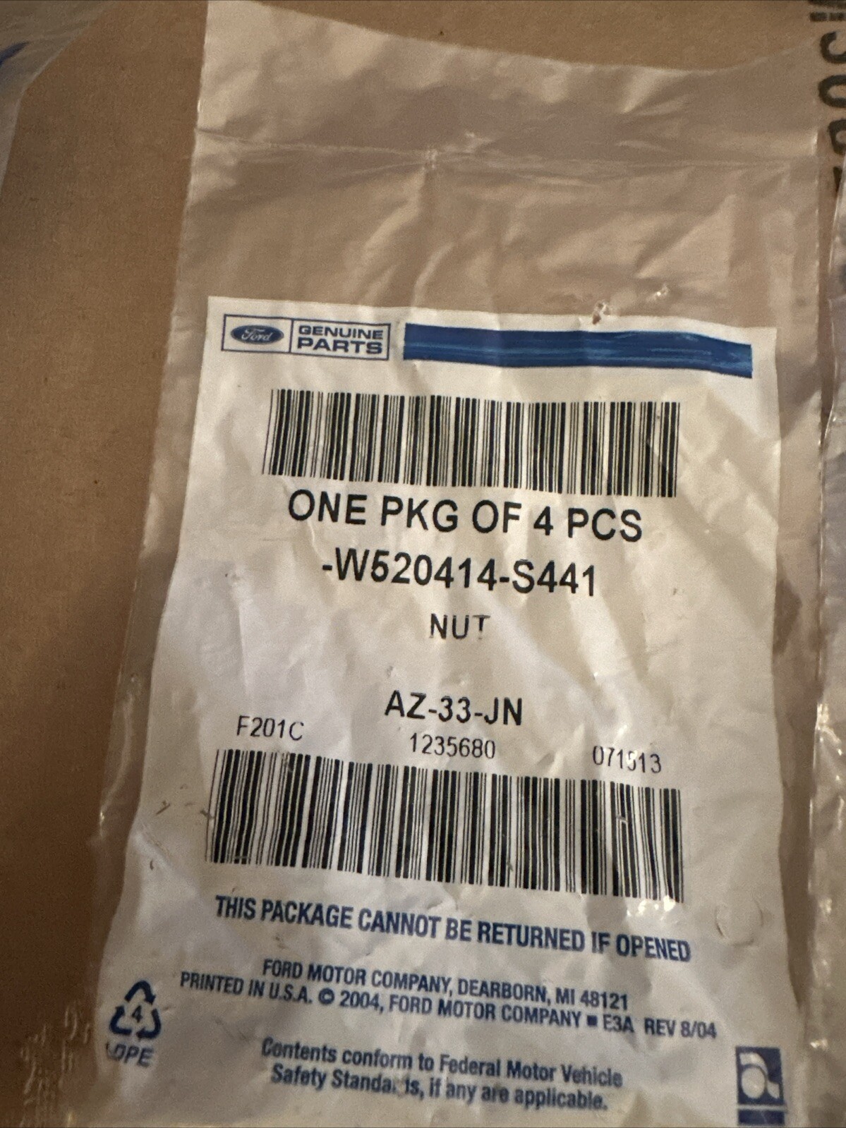 2006-2019 Ford Stabilizer Bar Nut Pkg of 4 NOS W520414-S441 W520414S441 - Image 4