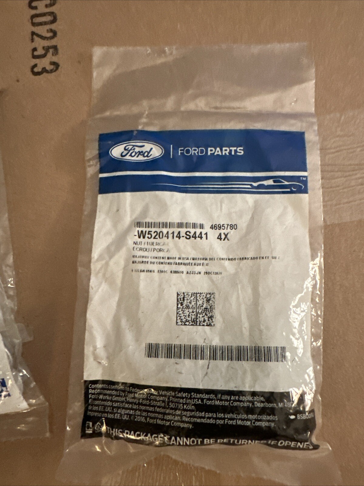 2006-2019 Ford Stabilizer Bar Nut Pkg of 4 NOS W520414-S441 W520414S441