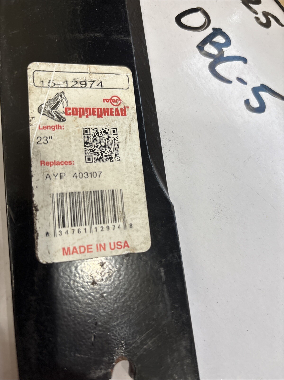 23" Copperhead Rotary 15-12974 Blades Replaces ATP403107 ~ Single - Image 3