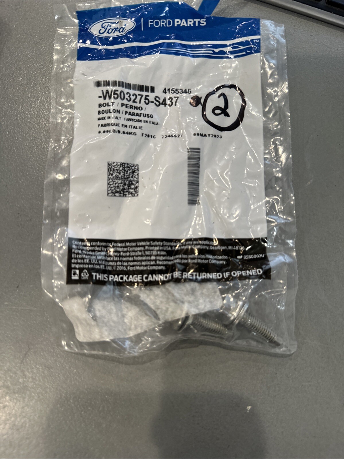 (4) Ford W503275- S437 Camshaft Sensor Bolts OEM in factory sealed bag