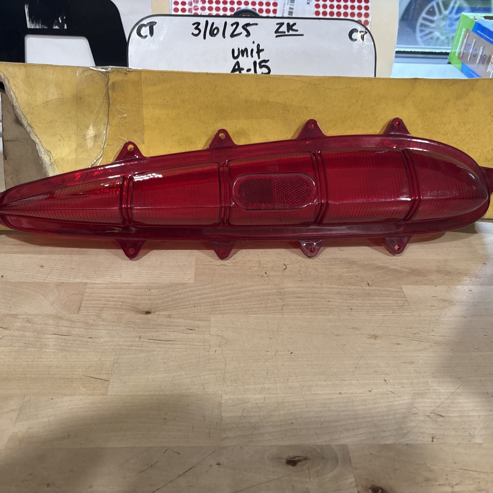 #5709 Glo-Brite Stop & Tail Lamp Lens Pass. R.H. 5949870 NORS 1959 Chevy Pass RH - Image 3