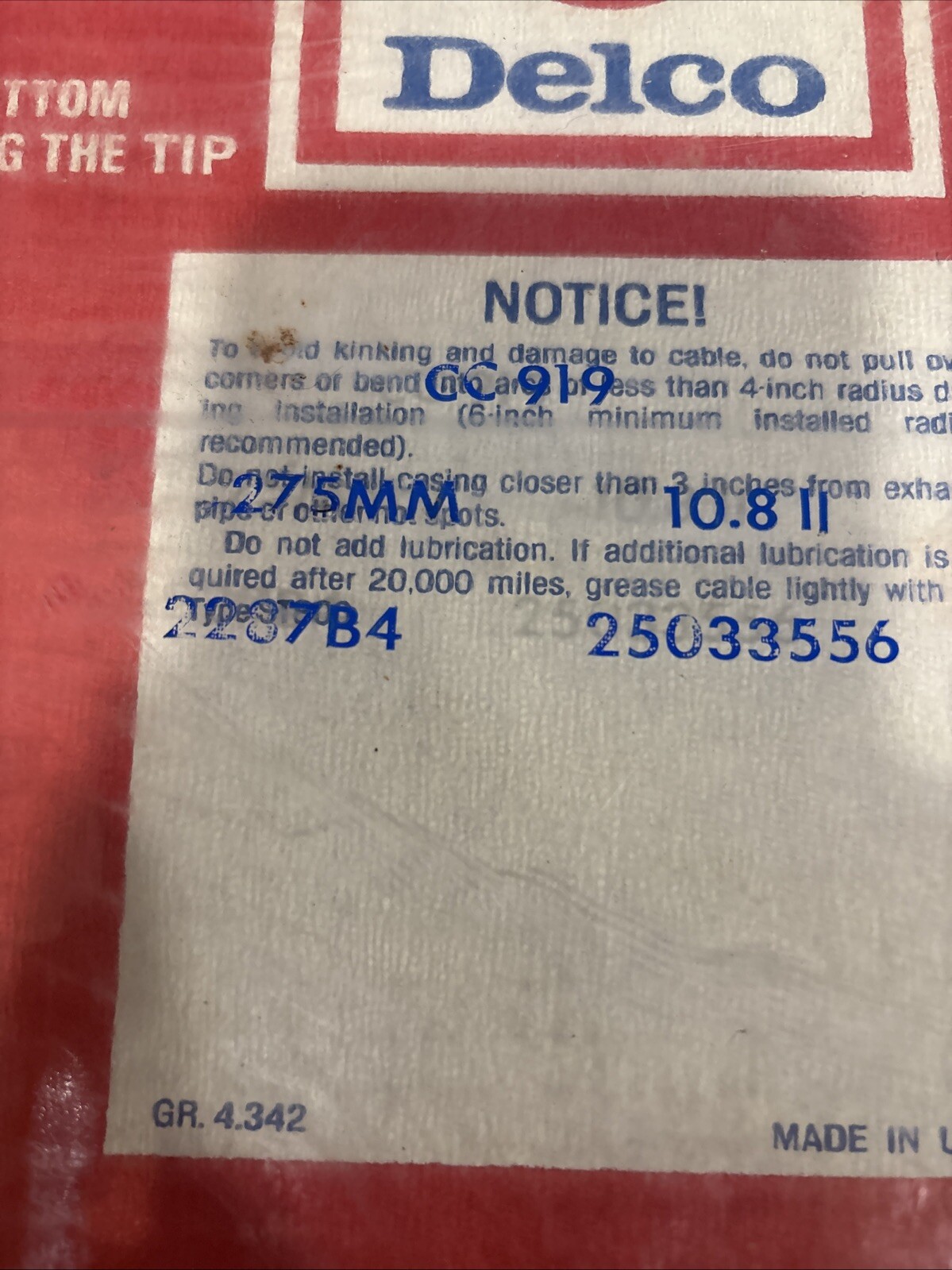 ACDelco CC919 Speedometer Cable 25033556 - Image 3