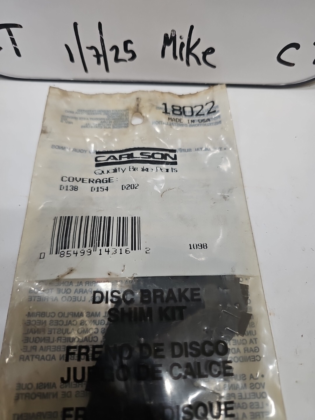 Carlson 18022 Pad Shim Kit - Image 3