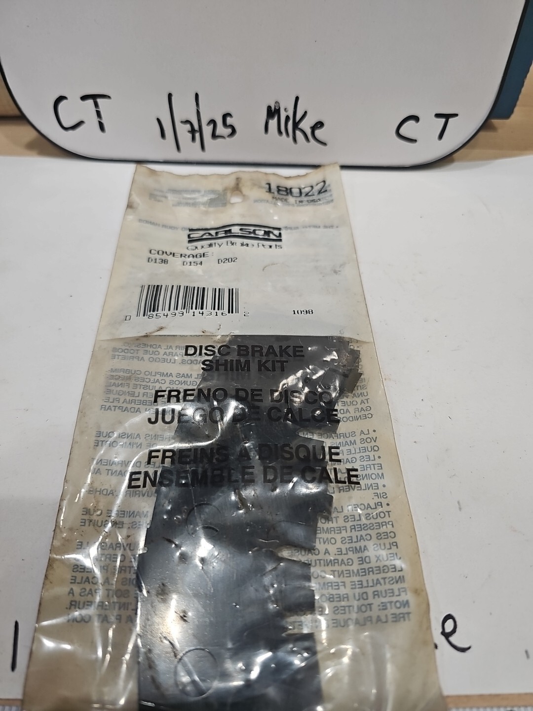 Carlson 18022 Pad Shim Kit