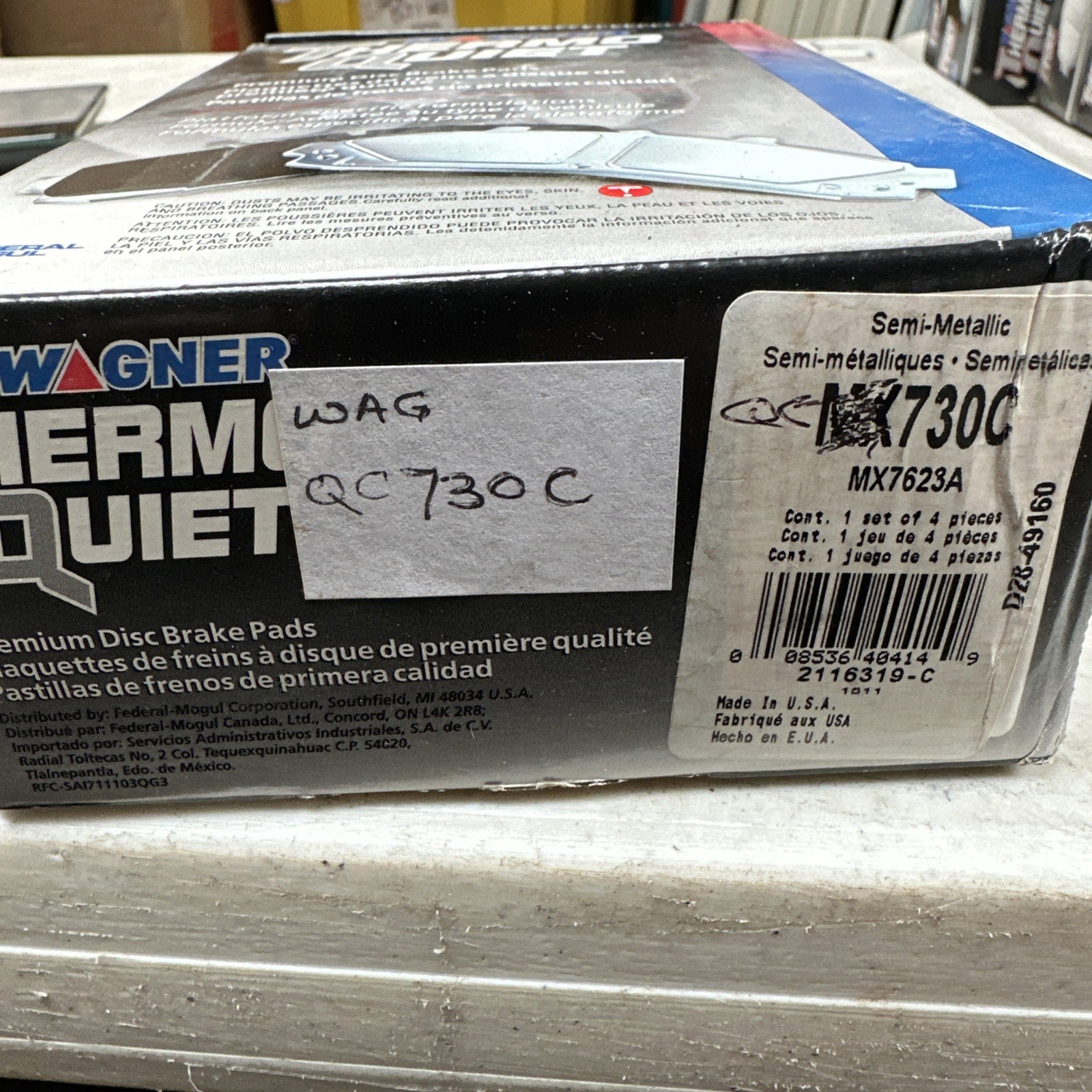 Disc Brake Pad Set-ThermoQuiet Disc Brake Pad Front Wagner QC730C - Image 3