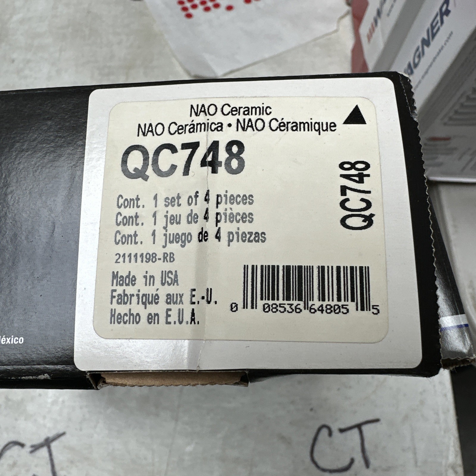 Disc Brake Pad Set-ThermoQuiet Disc Brake Pad Front Wagner QC748 - Image 3