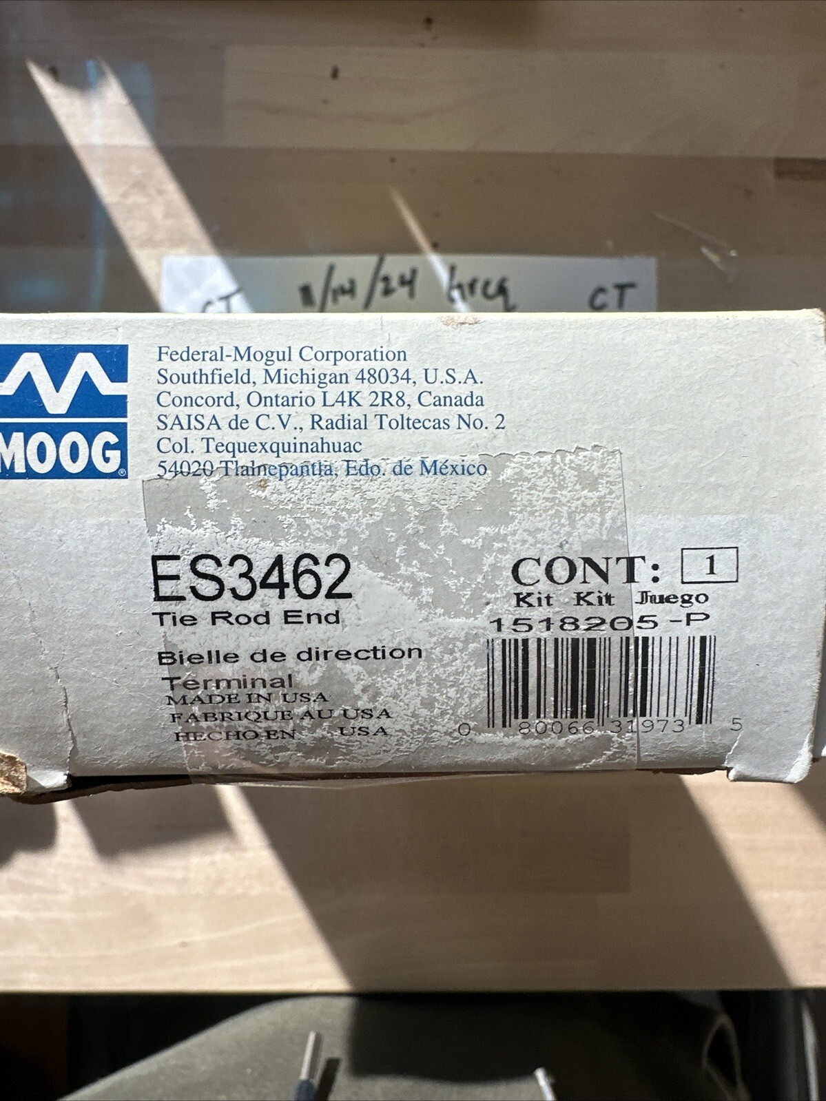 ES3462 Moog Steering Tie Rod End Made In USA ES3462 Steering Tie Rod End