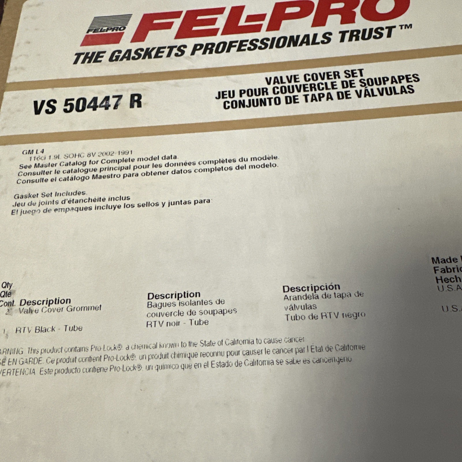 Engine Valve Cover Gasket Set Fel-Pro VS 50447 R - Image 3