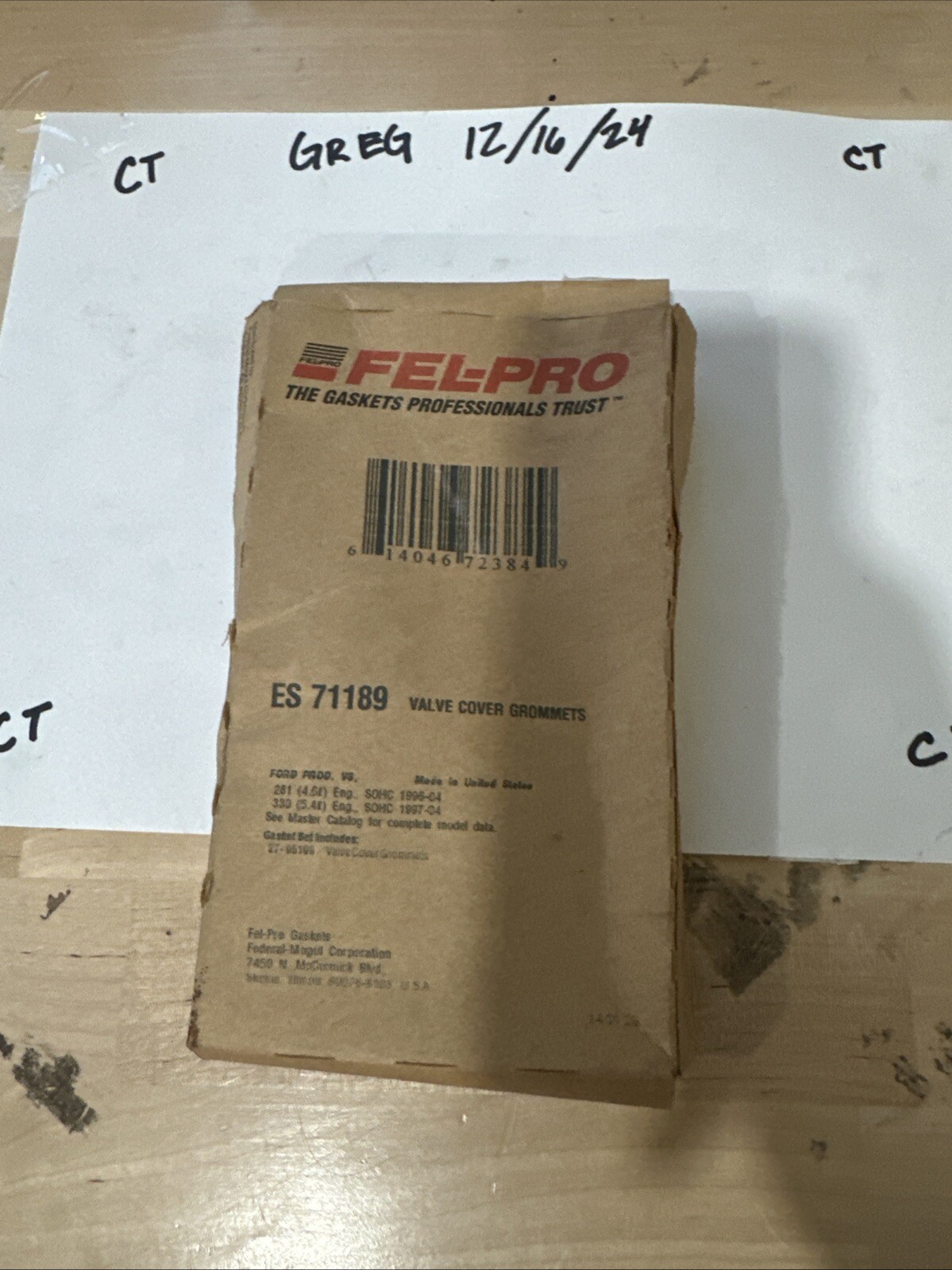 Engine Valve Cover Grommet Set Fel-Pro ES 71189