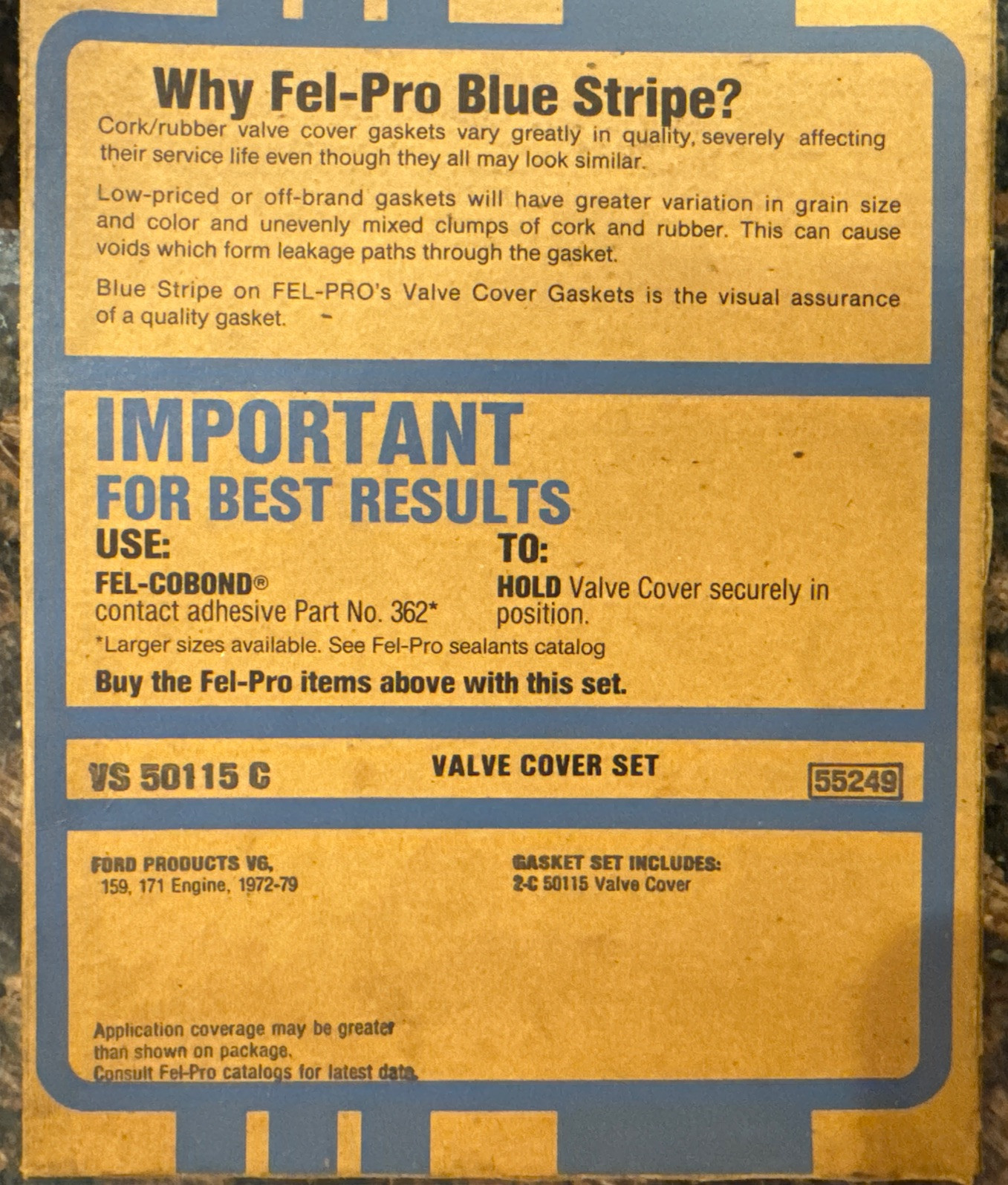 FEL-PRO VS50115C Engine Valve Cover Gasket Set - 1972-1986 Ford 2.6L 2.8L V6 - Image 3