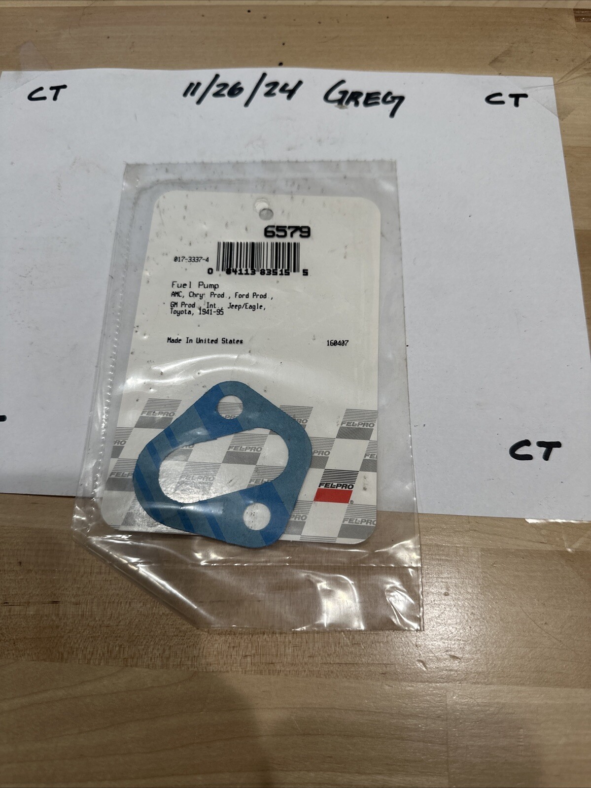 Fel-Pro 6579 Fuel Pump Gasket