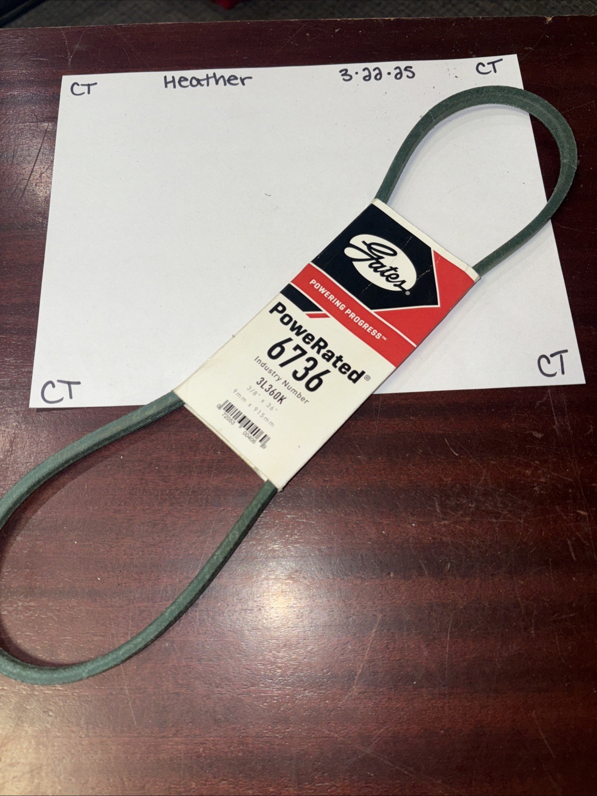 GATES 6736 (3L360K) Power Equipment Accessory Drive Belt - 3/8" X 36" *